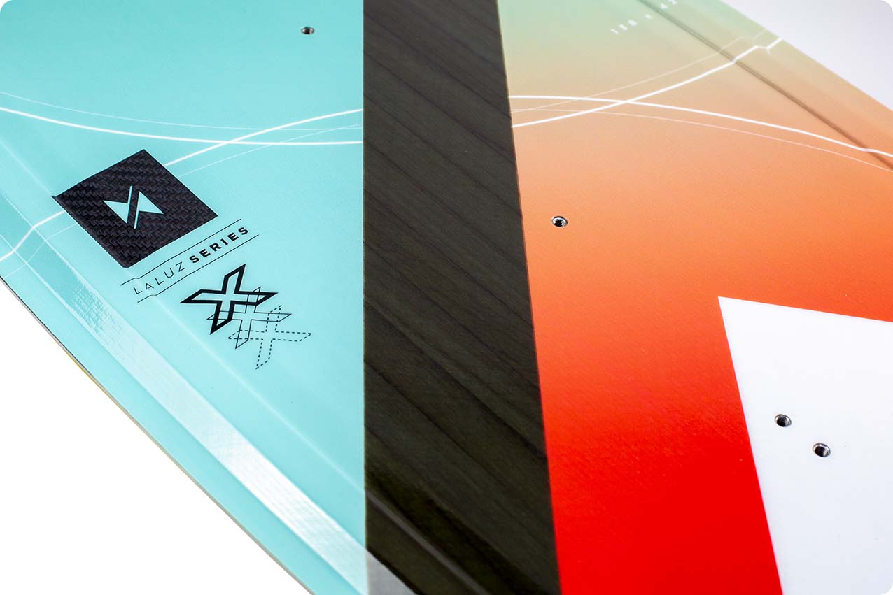 Xenon Laluz 2024 twintip kiteboard zoomed detail.