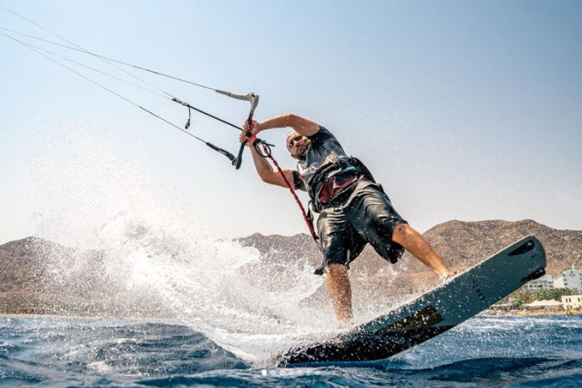 Action picture of the Xenon Boards Infra 2019 twintip kiteboard board.