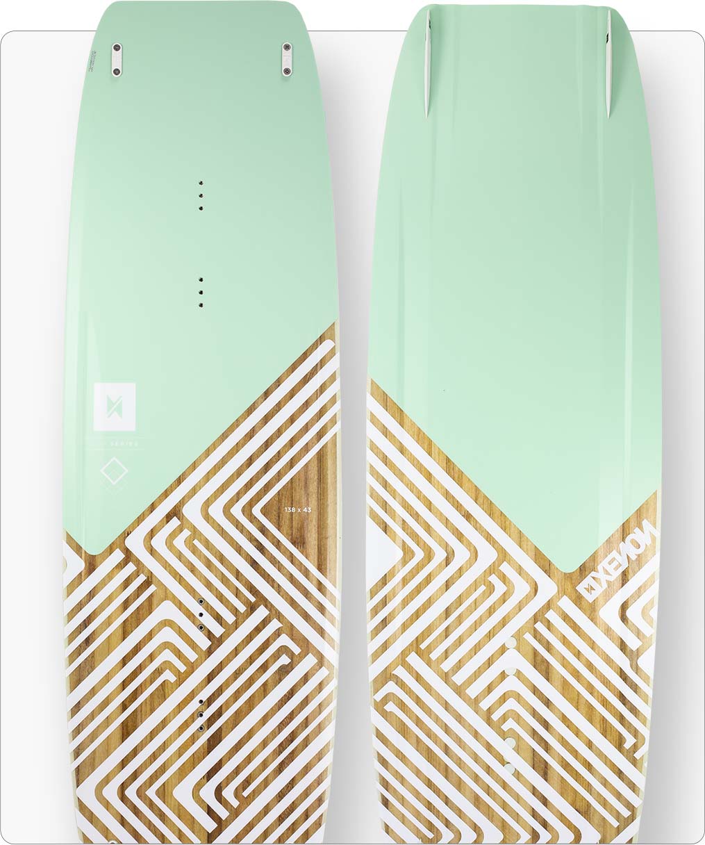 Xenon Hop 2024 twintip kiteboard top and bottom view.