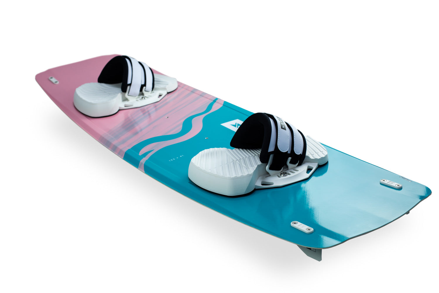 Xenon Women 2024 twintip kiteboard top view with Supreme Pads and Straps.